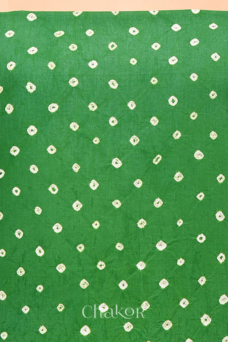 Green Bandhani Cotton Bottom Fabric