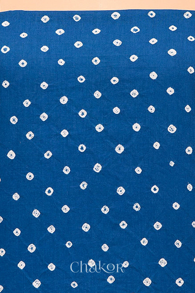 Blue Bandhani Cotton Bottom Fabric
