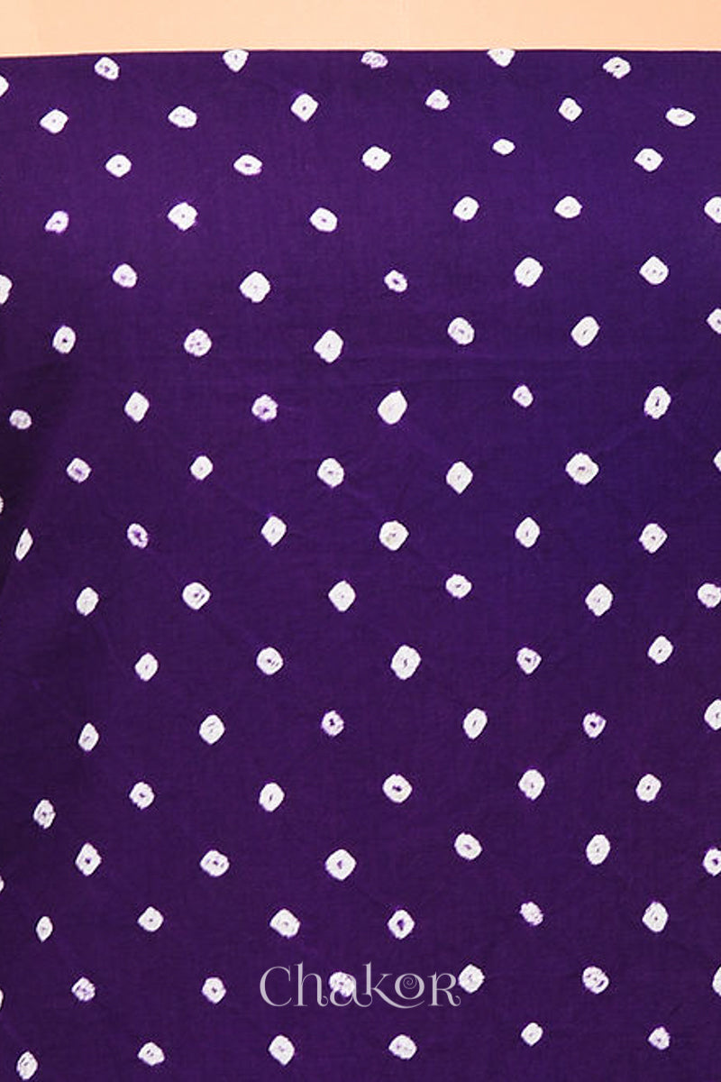 Purple Bandhani Cotton Bottom Fabric