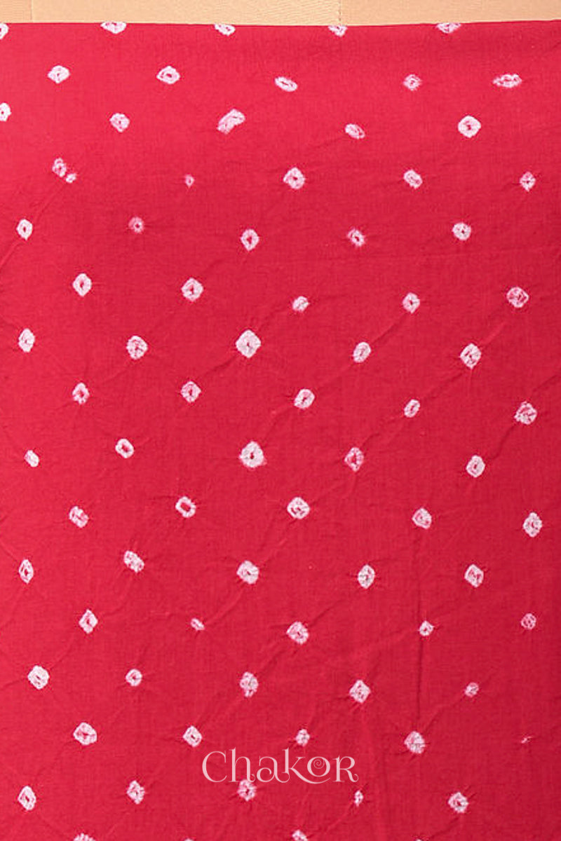 Pink Bandhani Cotton Bottom Fabric