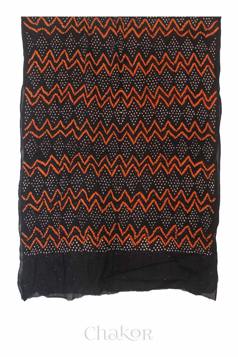 Black Bandhani Mul Cotton Dupatta
