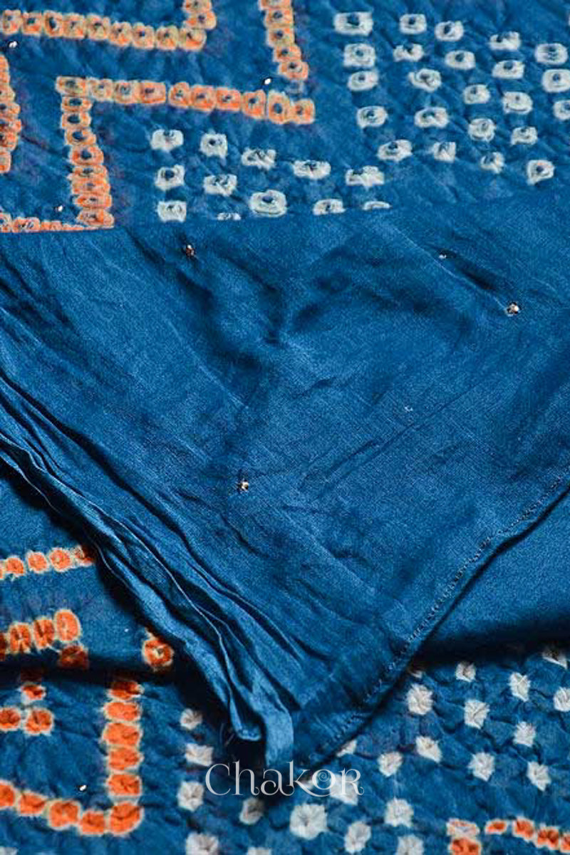 Indigo Bandhani Mul Cotton Dupatta