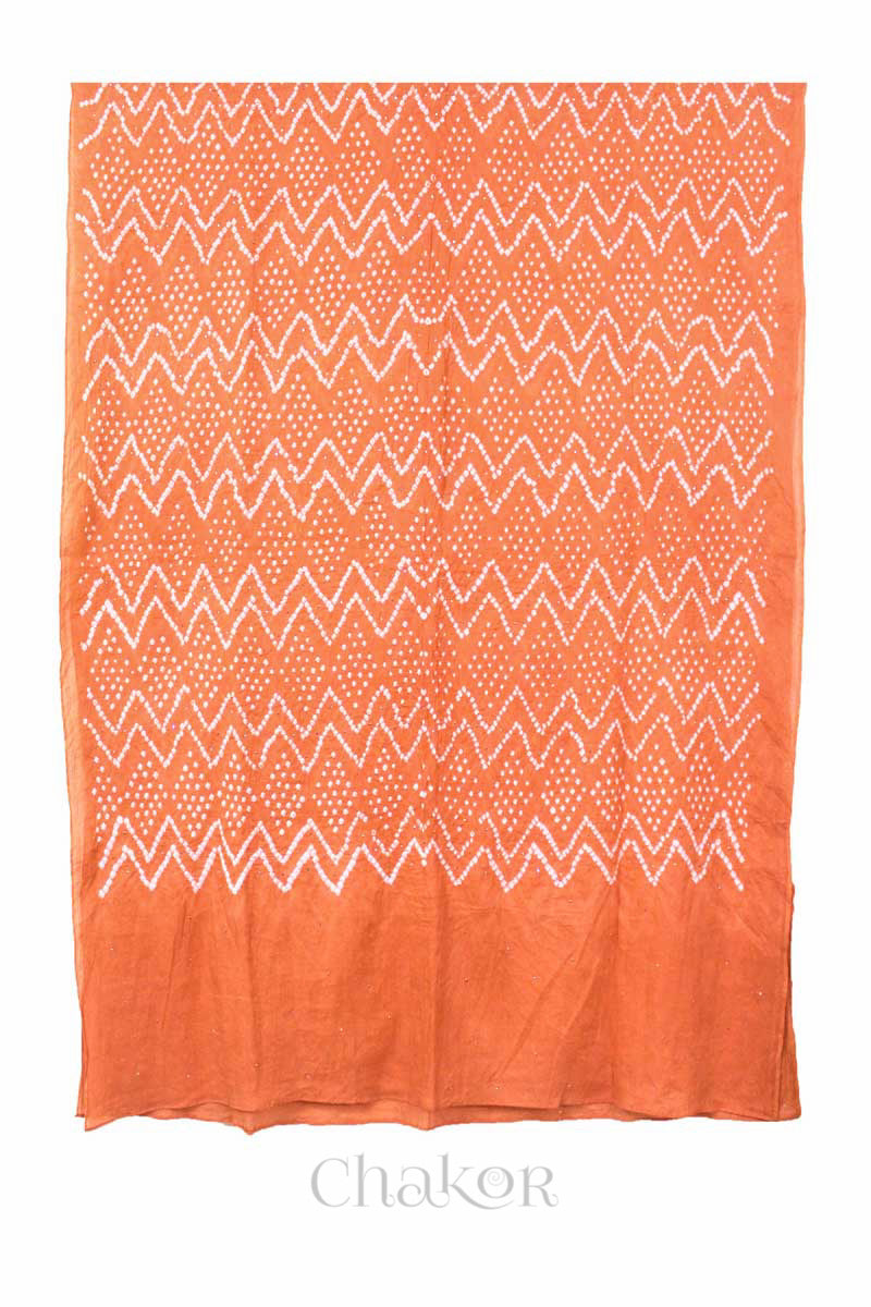 Peach Bandhani Mul Cotton Dupatta