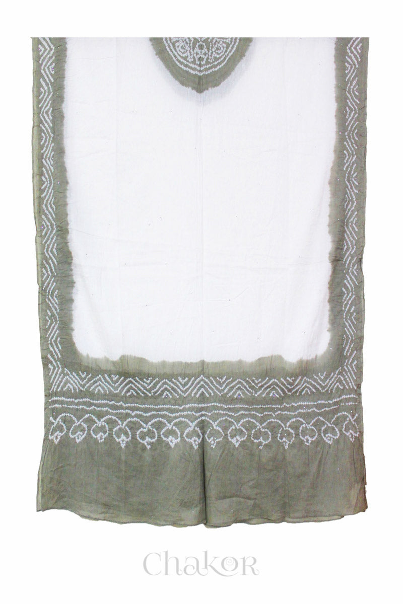 Off-white Cement Bandhani Mul Cotton Dupatta