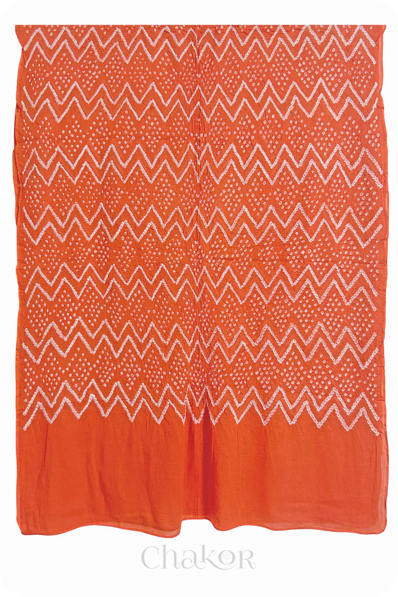 Peach Bandhani Mul Cotton Dupatta in Traditional Design for Women's clothing online by Chakor.