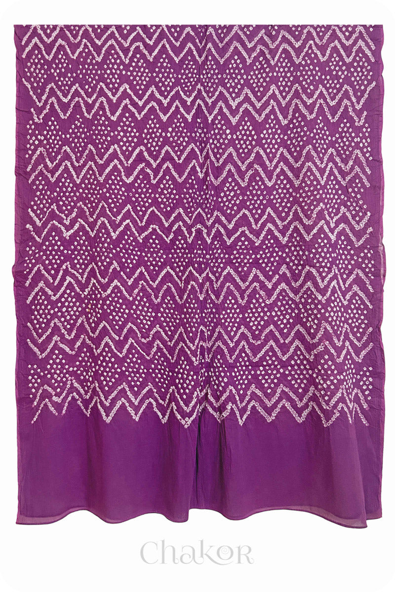 Violet Bandhani Mul Cotton Dupatta in Traditional Design for Women's clothing online by Chakor.