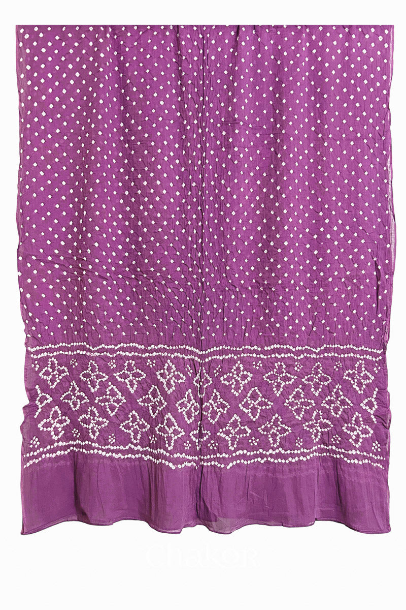 Violet Traditional Bandhani Mul Cotton Dupatta by Chakor.