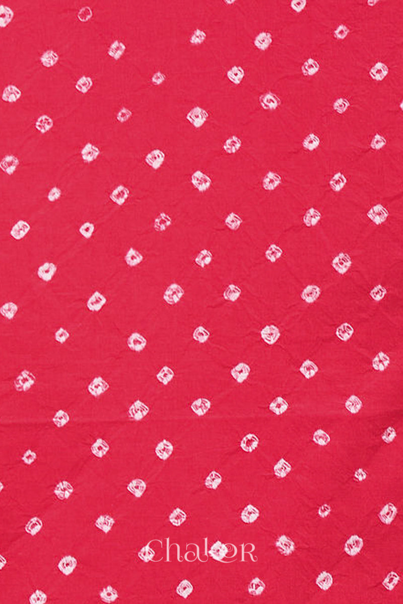 Handcrafted Pink Bandhani Cotton Kurta Material with floral tie-dye bandhej patterns and mirror embroidery.