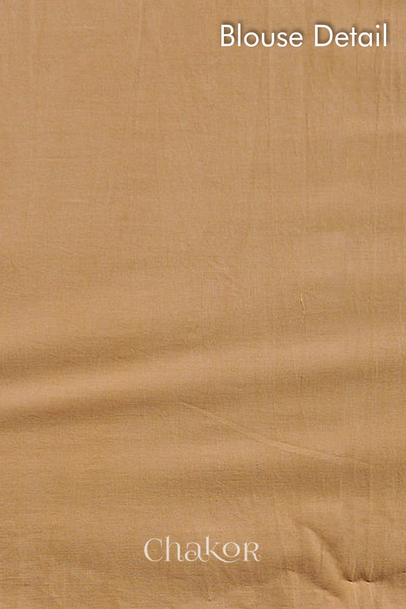 Handcrafted Beige Rust Bandhani Mul Cotton Saree by Chakor.