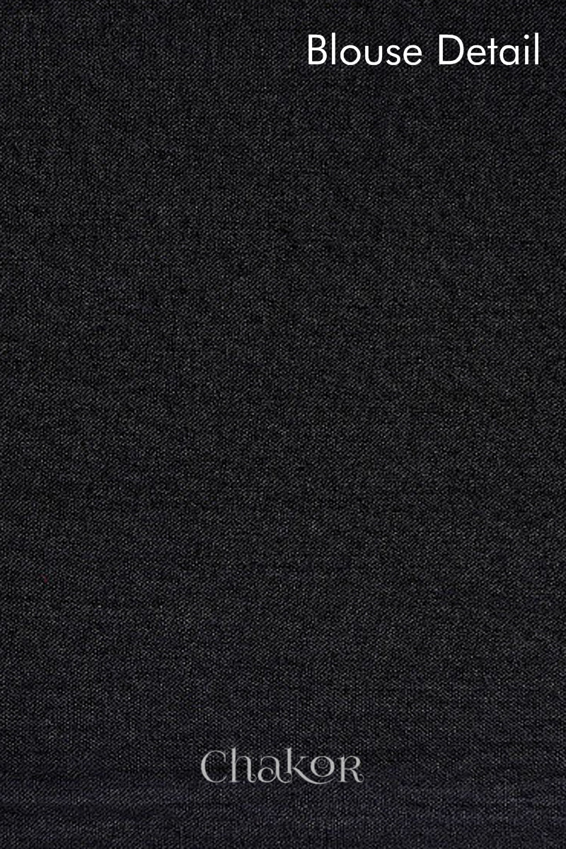 Traditional Black Magenta Bandhani Mul Cotton Saree by Chakor.