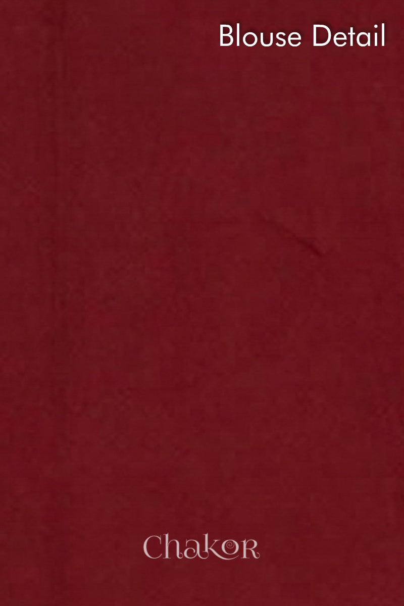 Traditional Maroon Mehendi Green Bandhani Mul Cotton Saree by Chakor.