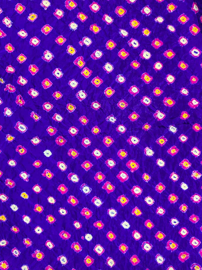 Purple Bandhani Silk Blouse Fabric