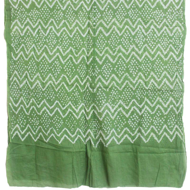 Off-white Mehendi Bandhani Cotton Kurta Fabric With Dupatta (Set of 3)