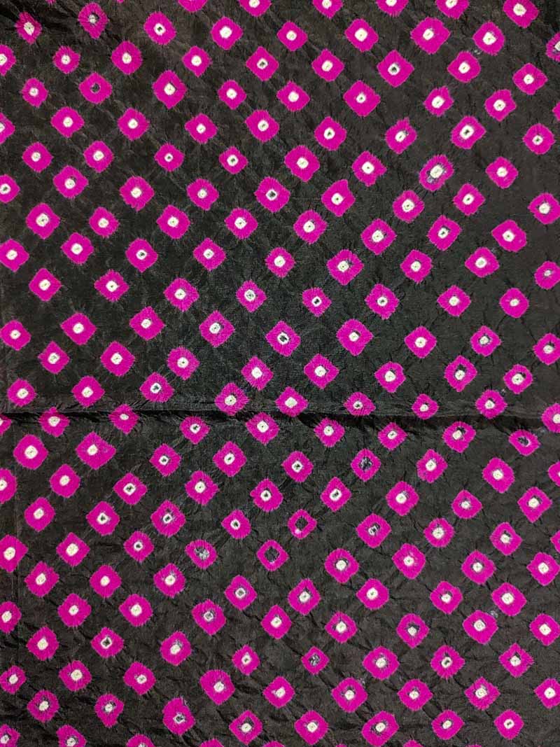 Black Bandhani Silk Blouse Fabric