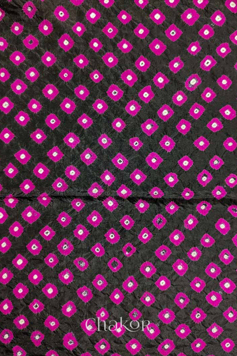 Black Bandhani Silk Blouse Fabric