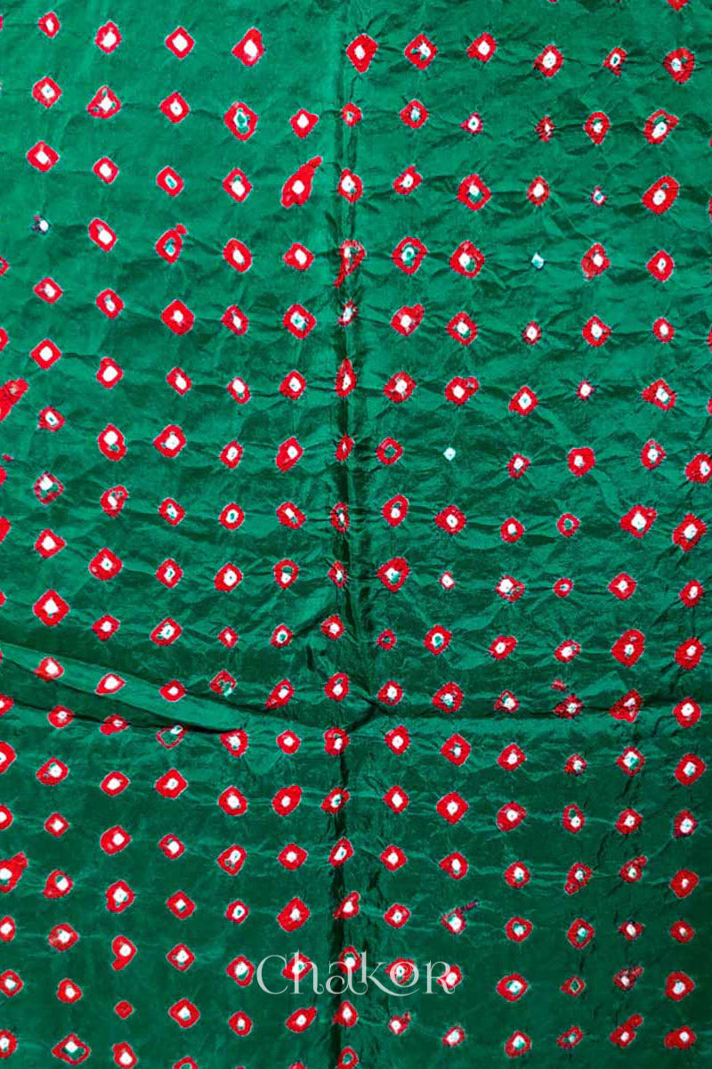 Green Bandhani Silk Blouse Fabric