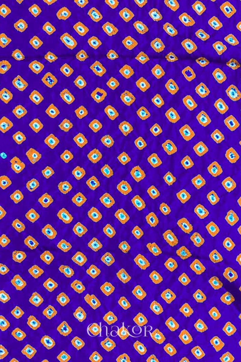 Purple Bandhani Silk Blouse Fabric