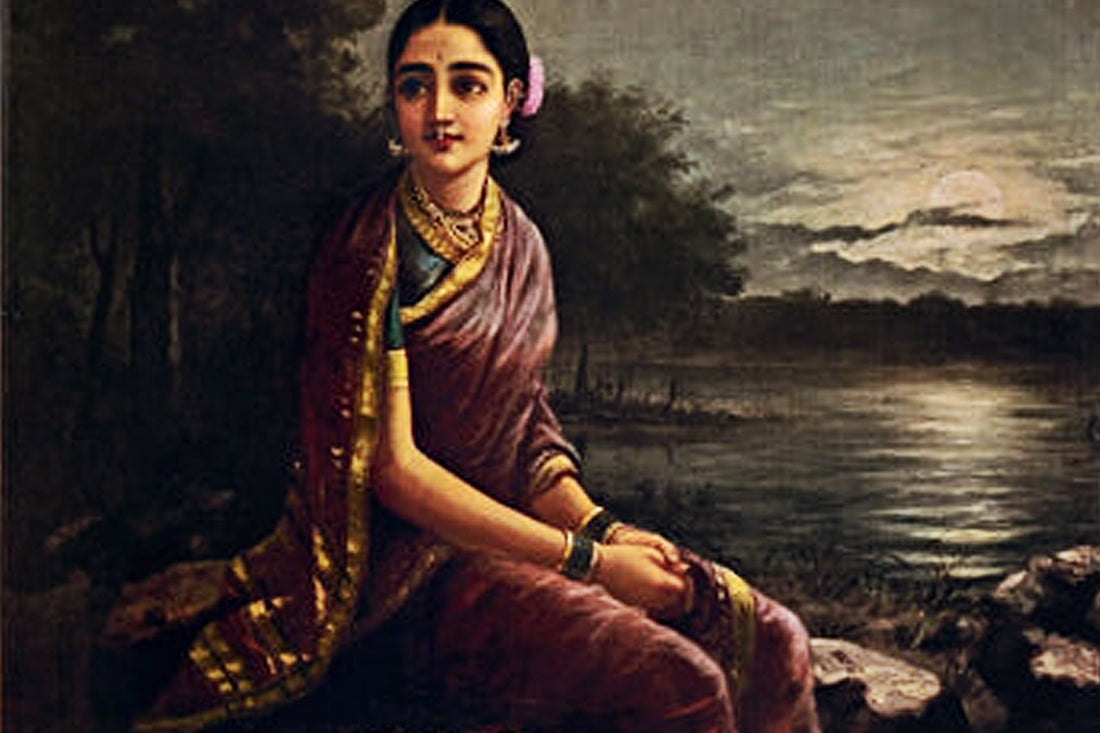 Radha In The Moonlight by Raja Ravi Varma in Origin of Saree Blog By Chakor