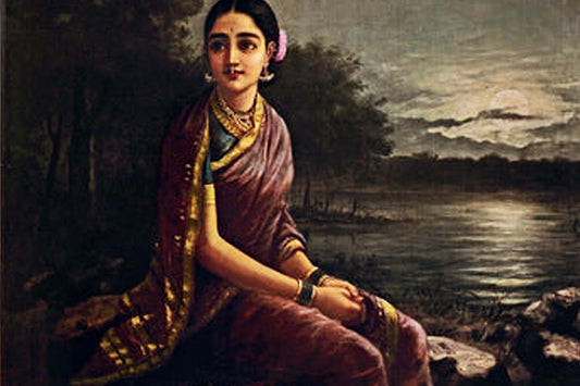 Radha In The Moonlight by Raja Ravi Varma in Origin of Saree Blog By Chakor