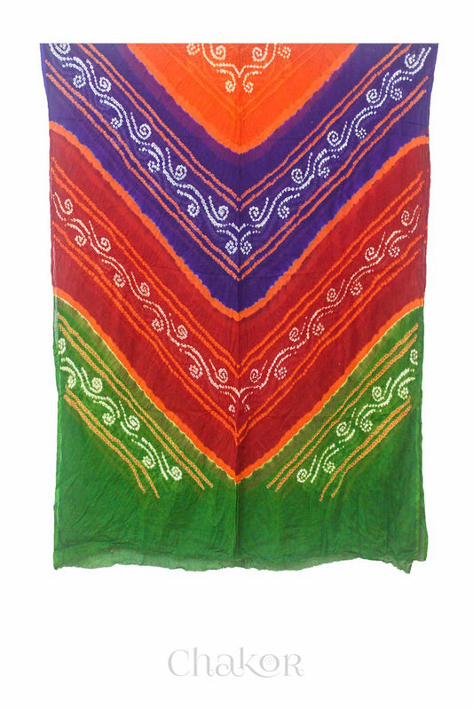 Mehendi Green Multicolour Bandhani Mul Cotton Dupatta