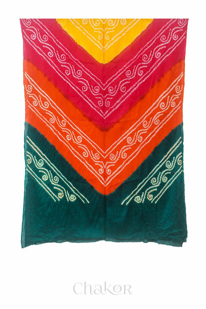 Dark Green Multicolour Bandhani Mul Cotton Dupatta