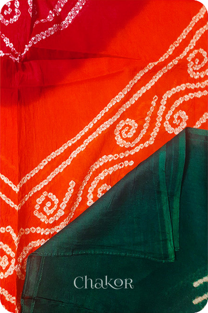 Dark Green Multicolour Bandhani Mul Cotton Dupatta