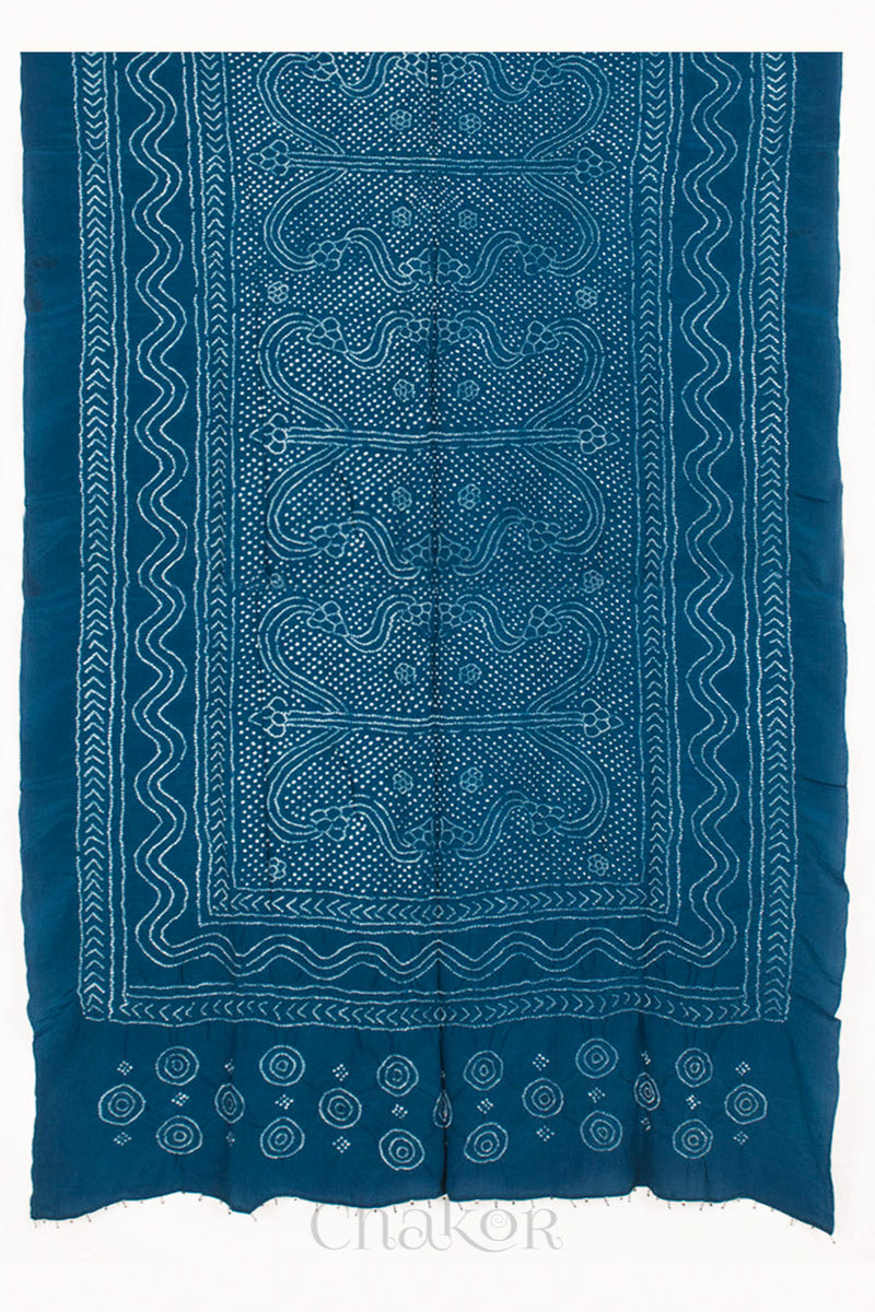 Indigo Bandhani Crepe Silk Dupatta