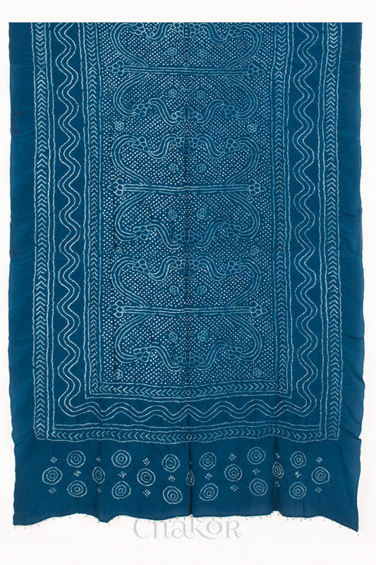 Indigo Bandhani Crepe Silk Dupatta