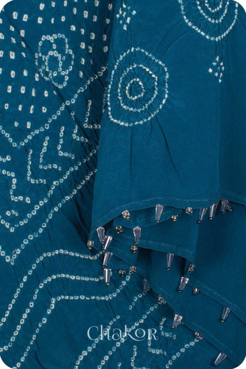 Indigo Bandhani Crepe Silk Dupatta