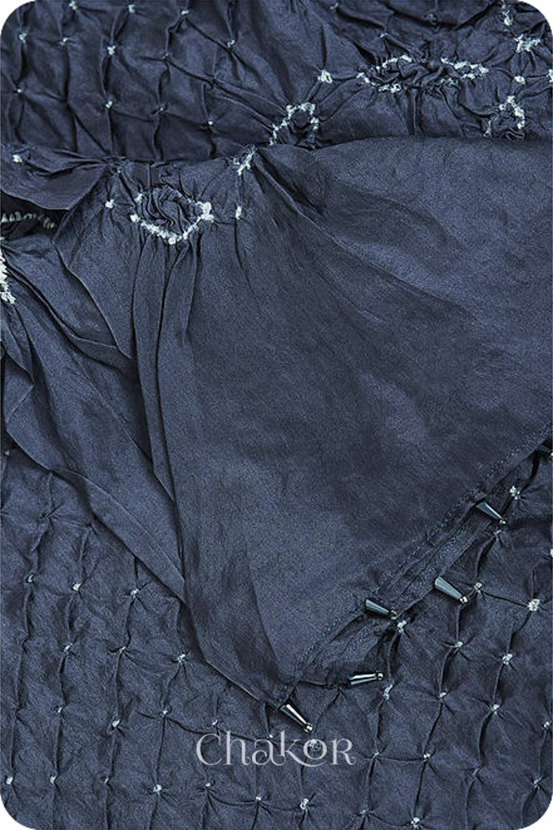 Grey Bandhani Mulberry Silk Dupatta