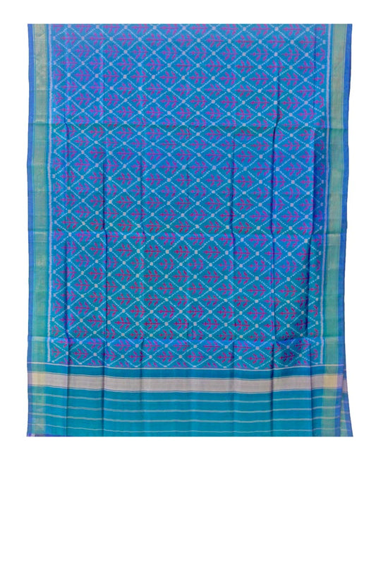 Blue Patola Mulberry Silk Dupatta