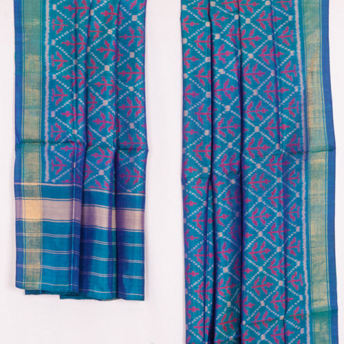 Blue Patola Mulberry Silk Dupatta