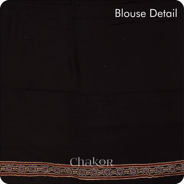 Natural Dyed Black Ajrakh Modal Cotton Saree