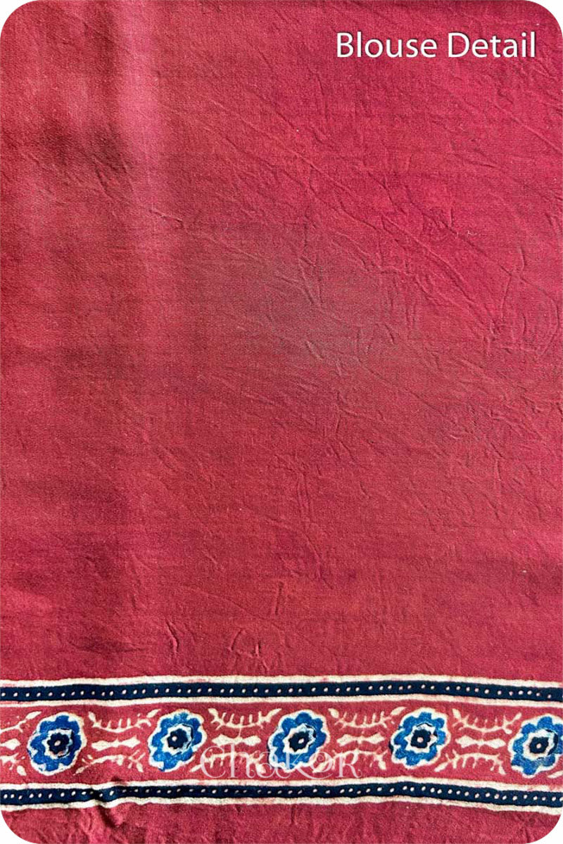 Chakor's Natural Dyed Madder Red Ajrakh Modal Saree