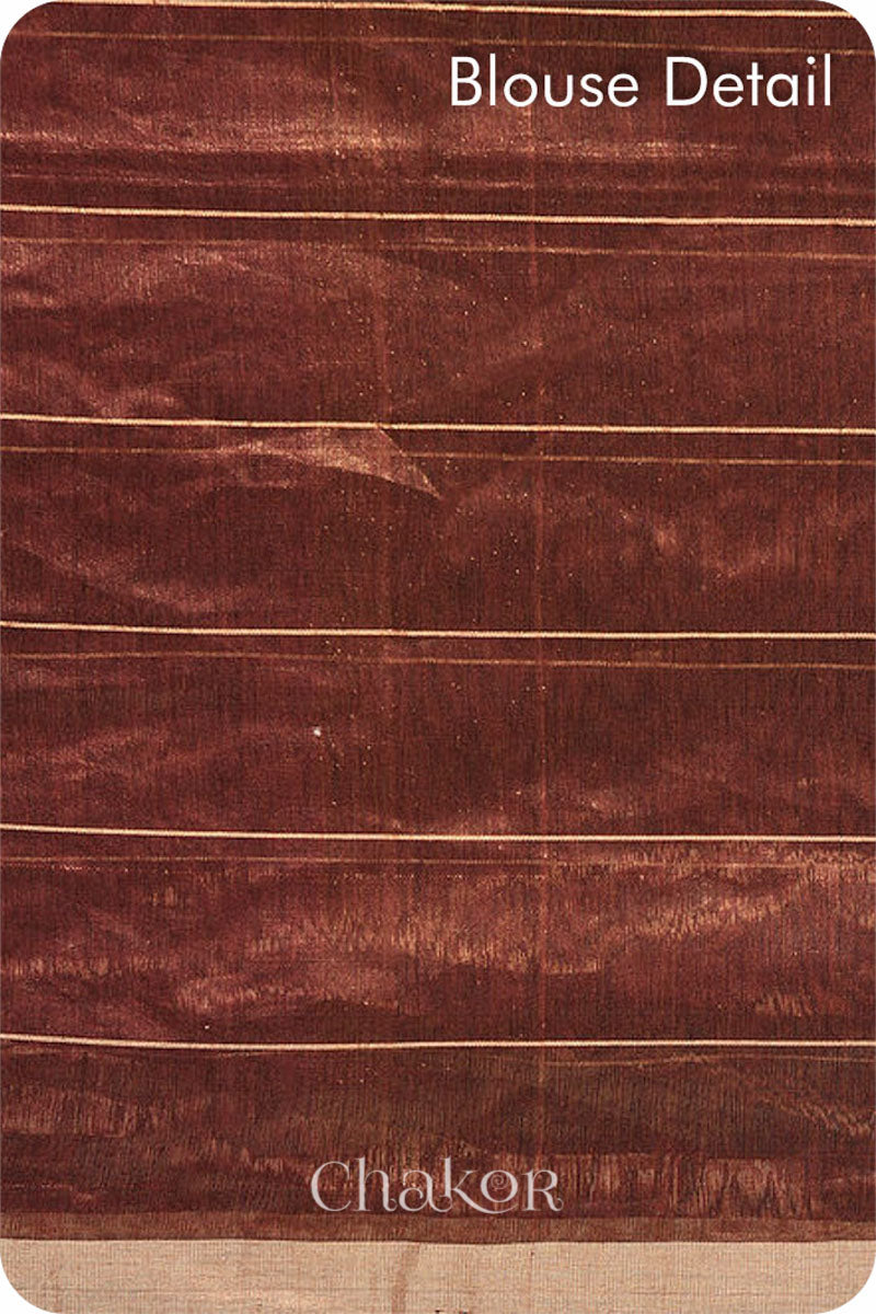 Chakor's Maroon Chanderi Silk Cotton Saree with woven tissue zari chex.. 