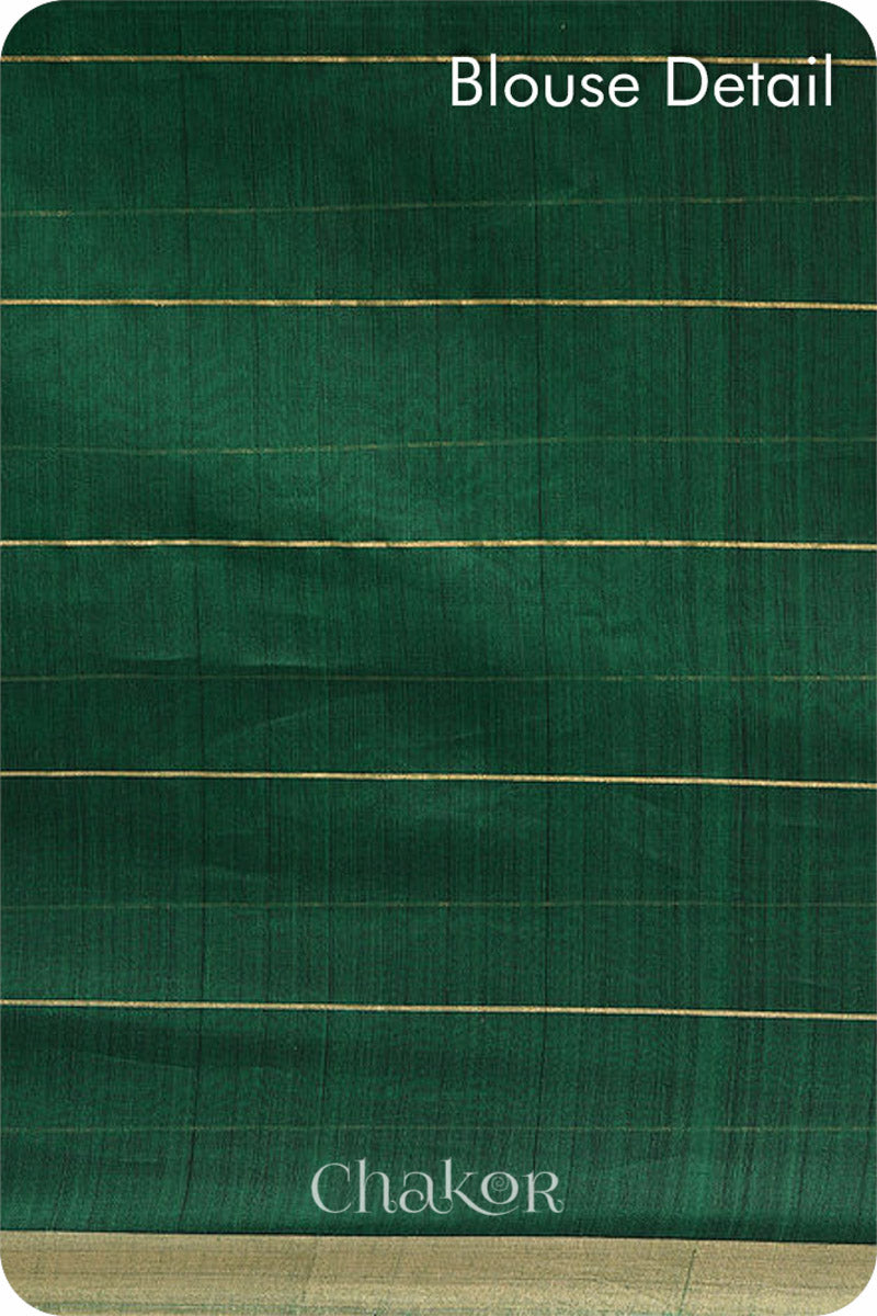 Chakor's Green Chanderi Silk Cotton Saree with woven tissue zari chex.. 