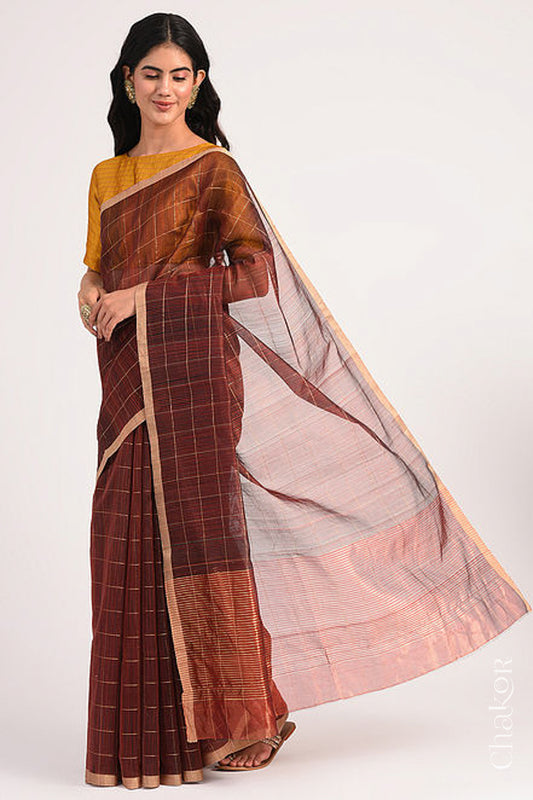 Maroon Chanderi Silk Cotton Saree