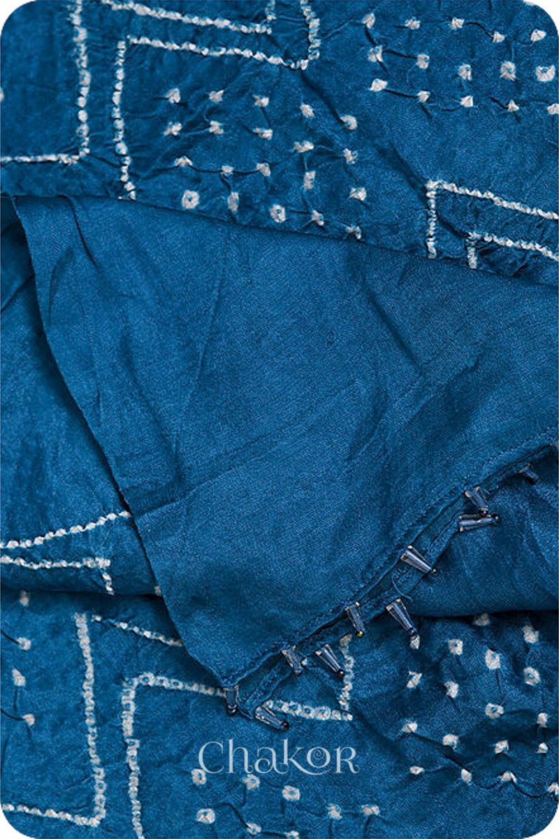 Blue Bandhani Gaji Silk Dupatta