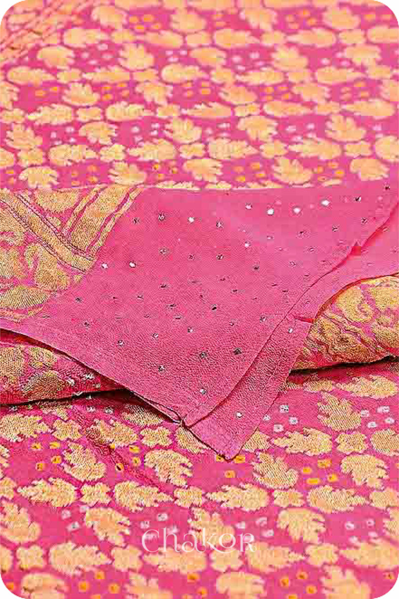 Pink Banarasi Silk Bandhani Dupatta