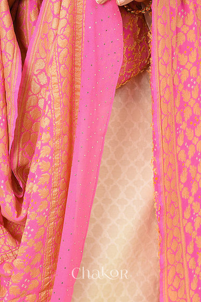 Pista Green Mashru Kurta Set Fabric with Bandhani Silk Dupatta | Kutch Tie Dye
