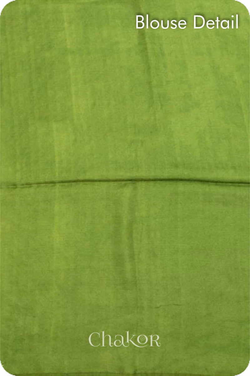 Chakor's traditional Green bandhani pure silk saree with sequins embroidery