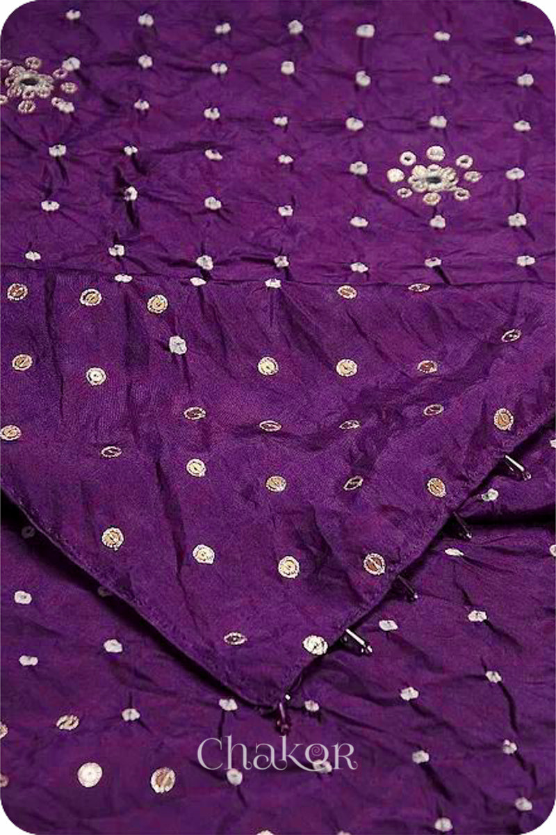 Wine Bandhani Mulberry Silk Dupatta