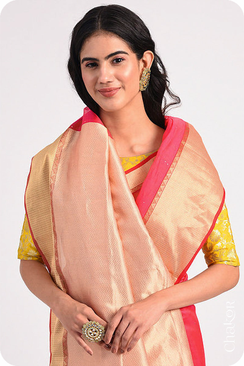 Pink Chanderi Silk Cotton Saree