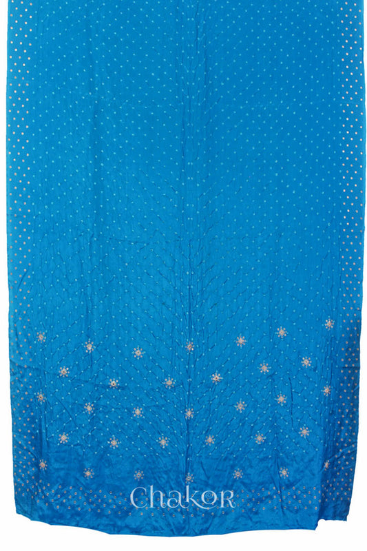 Chakor's traditional Blue bandhani pure silk saree with sequins embroidery