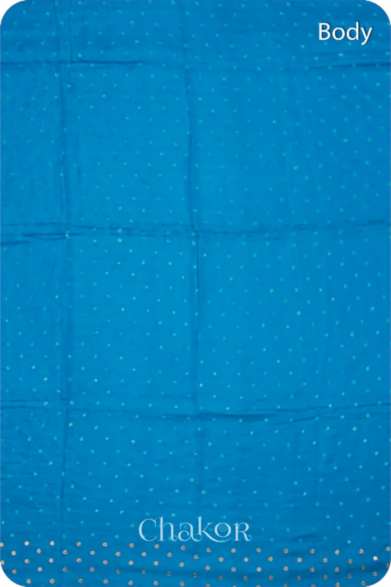 Chakor's traditional Blue bandhani pure silk saree with sequins embroidery