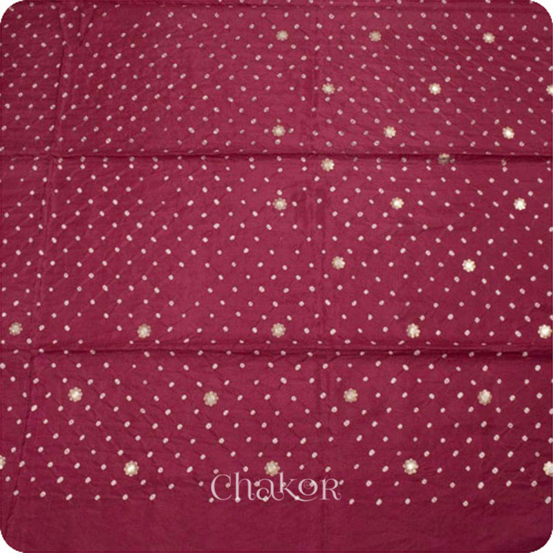 Chakor's traditional Pink bandhani pure silk saree with sequins embroidery