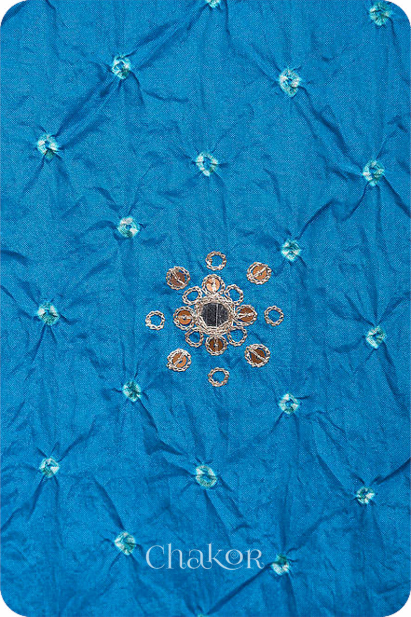 Peacock Blue Bandhani Mulberry Silk Dupatta