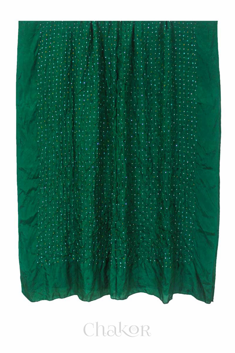 Green Bandhani Mulberry Silk Dupatta