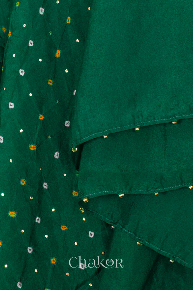 Green Bandhani Mulberry Silk Dupatta