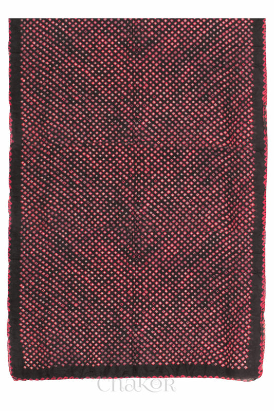 Black Bandhani Mulberry Silk Stole